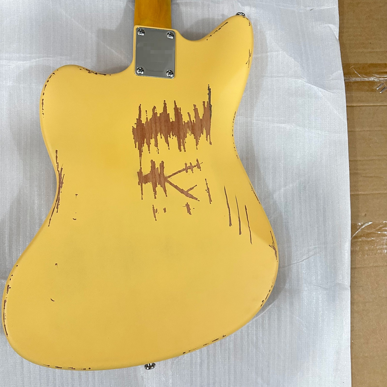 US Warehouse Yellow Relic JM electric guitar HH pickup Silver hardware 6 strings