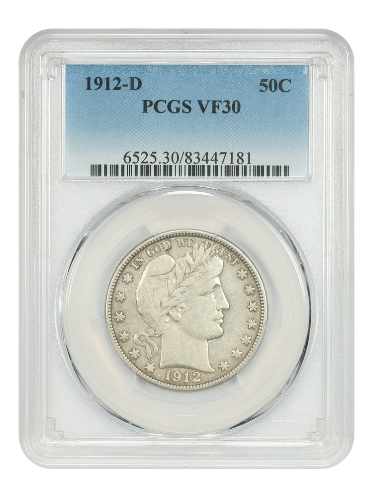1912-D 50C PCGS VF30 - Barber Half Dollar