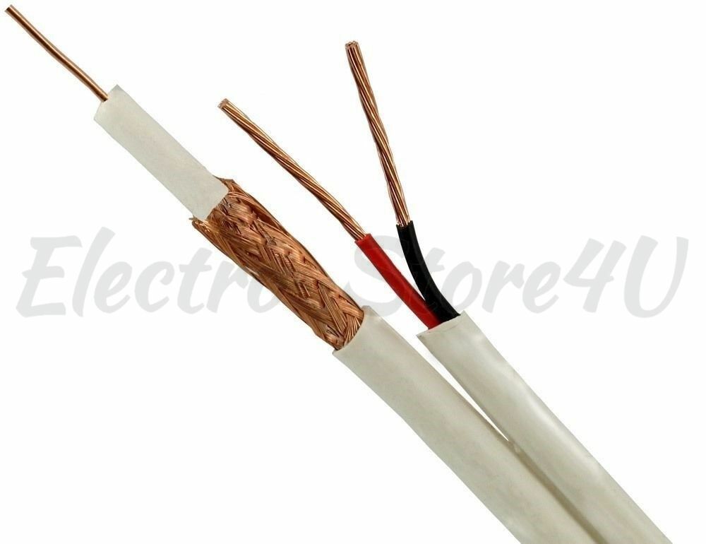 RG59 Siamese Cable 250ft 500ft 1000ft Coaxial 20AWG + 18/2 Security Camera Wire