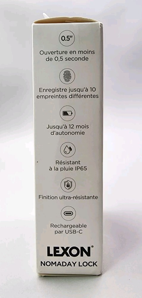 Lexon Nomaday Lock Black Biometric Fingerprint Padlock