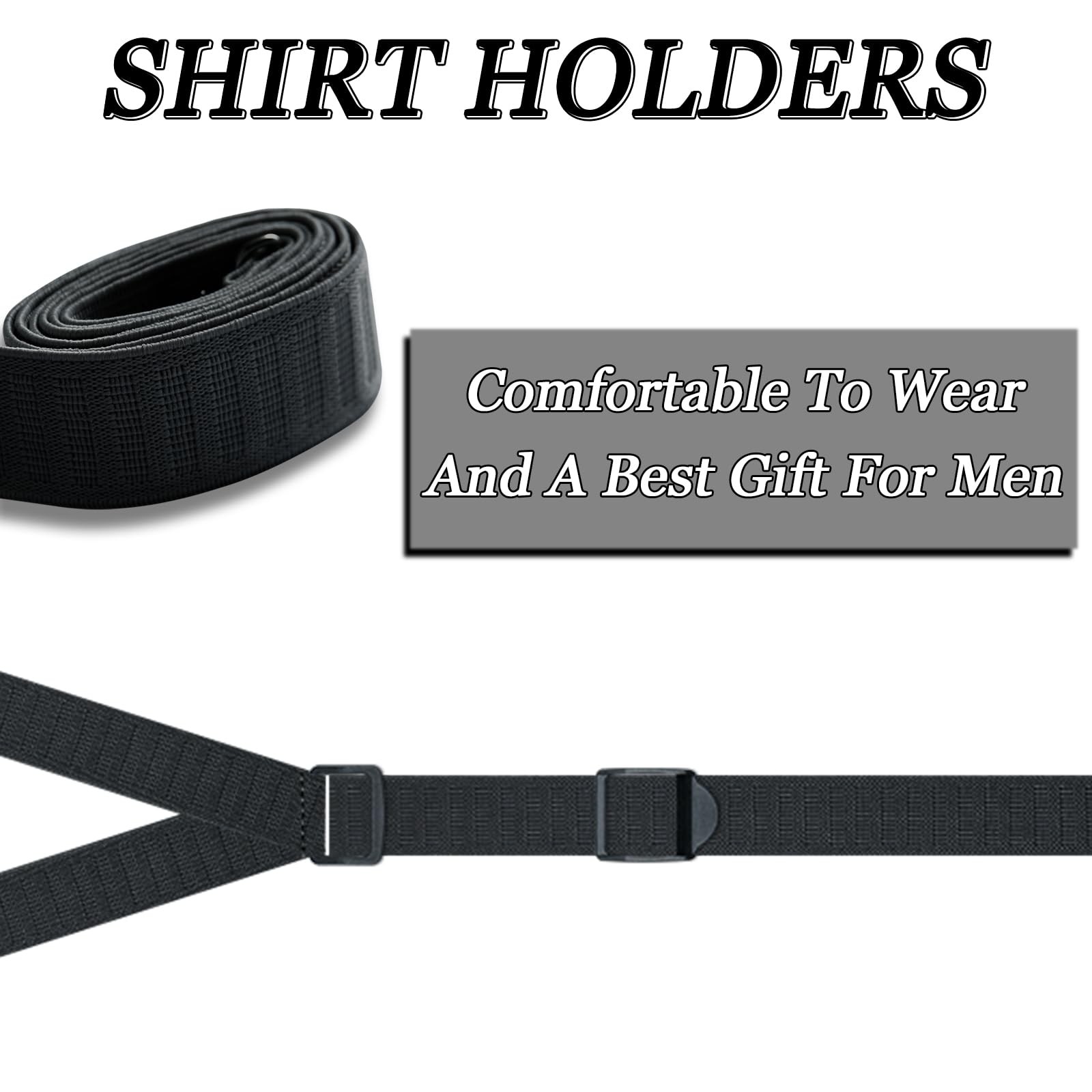 Black Shirt Stays for Men Garters with Non Slip Clips Sock