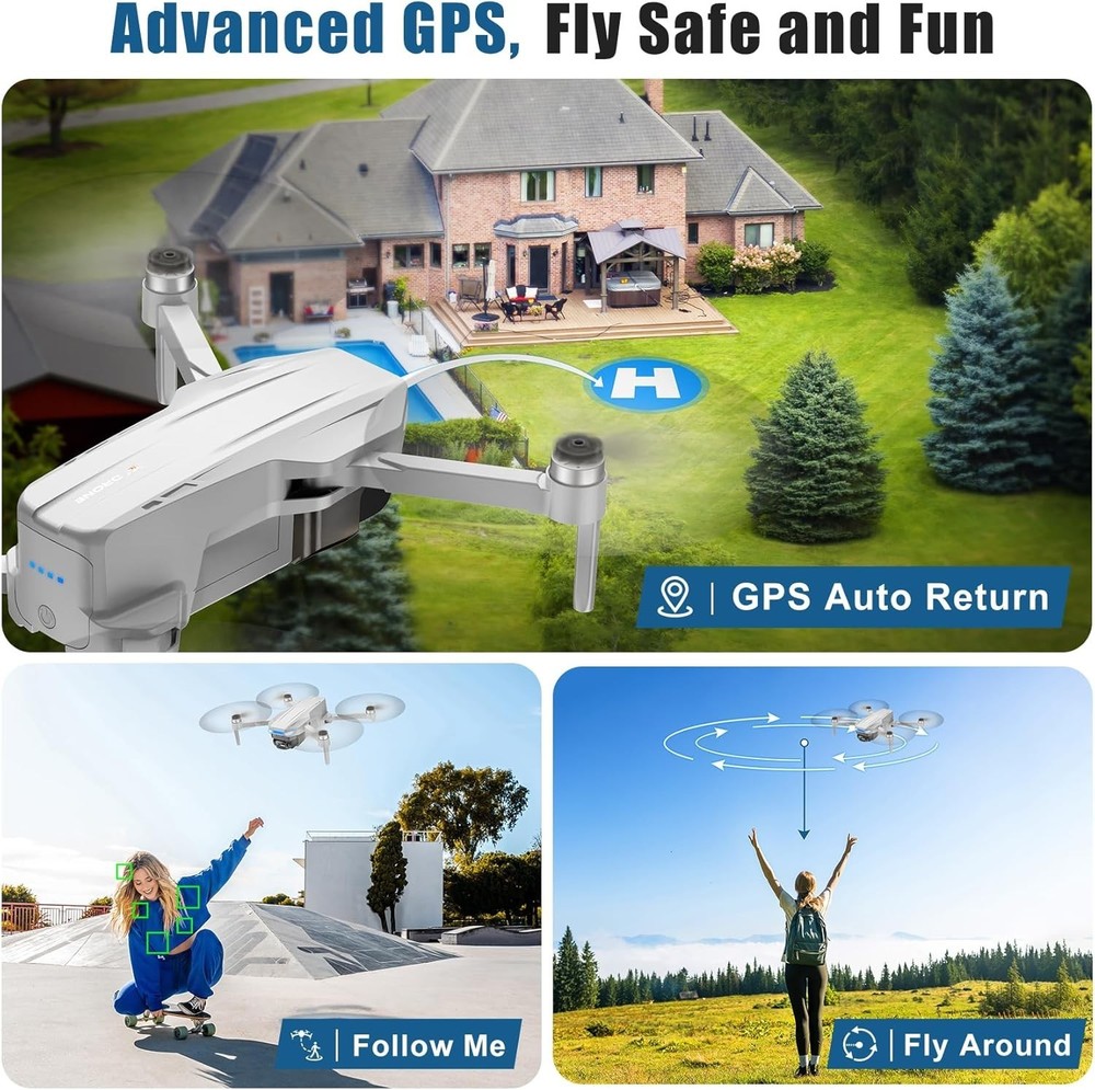 Drones with Camera for Adults 4K, GPS Auto Return, Waypoint Flight, Orbit Fly...