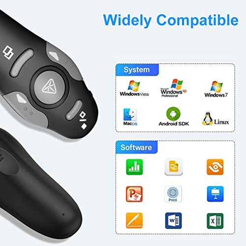 Wireless Presentation Clicker for PowerPoint Presentations, USB Dongle Battery