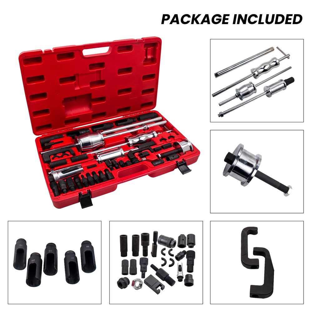 Auto Truck Diesel Injector Extractor Slide Hammer Puller Adapter Tool Kit 40PC
