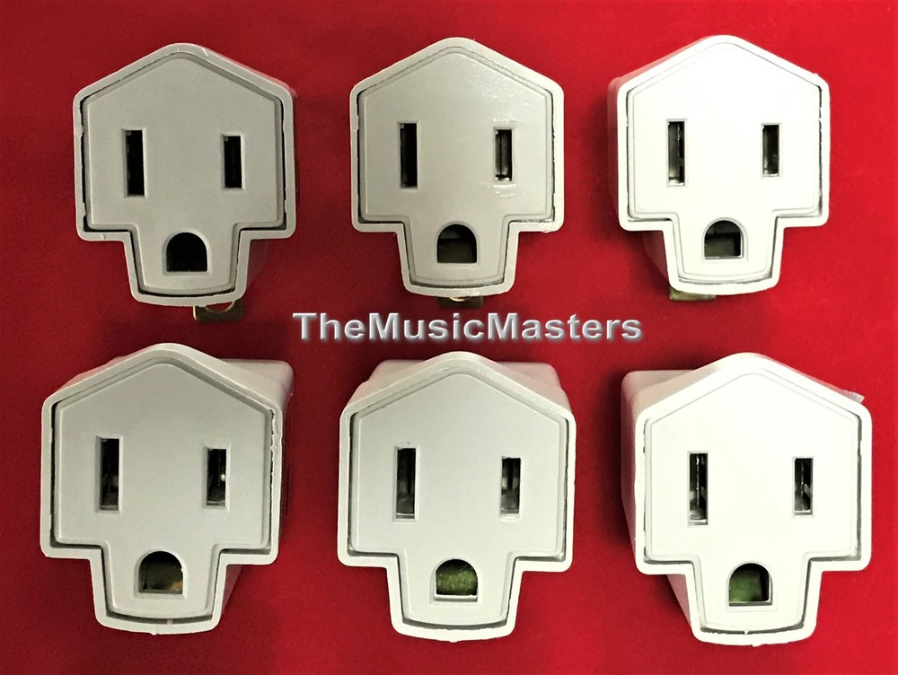 (6) Wall Plug Electrical Power GROUNDING ADAPTERS 3 Prong Socket to 2 Prong Plug