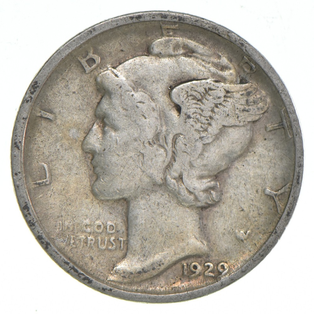 VG+ 1929-D Mercury 90% Silver Dime