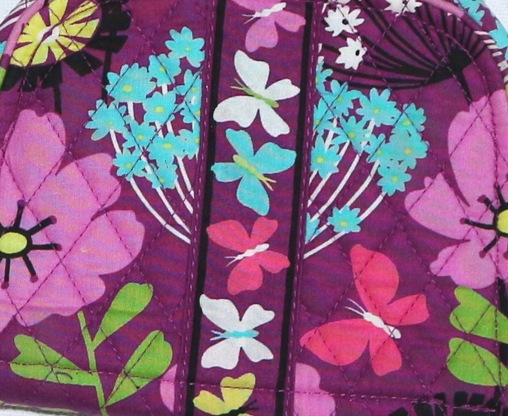 VERA BRADLEY Flutterby Pattern Small Ziparound Travel Makeup Accessory Kit EXC