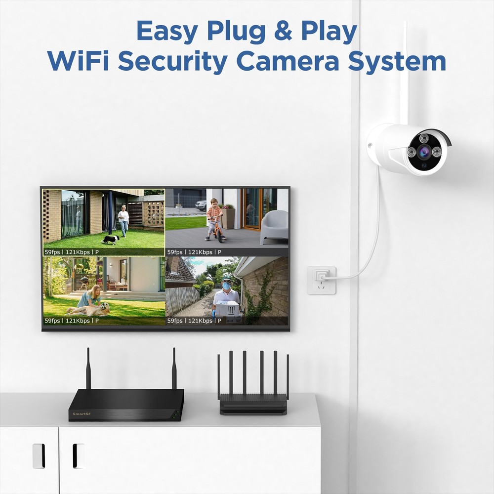 WIFI Wireless Security Camera System Audio 10CH NVR 5MP CCTV Kit 3TB HDD