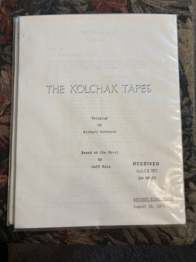 The Night Stalker /the Kolchak Tapes Original T.V. Script