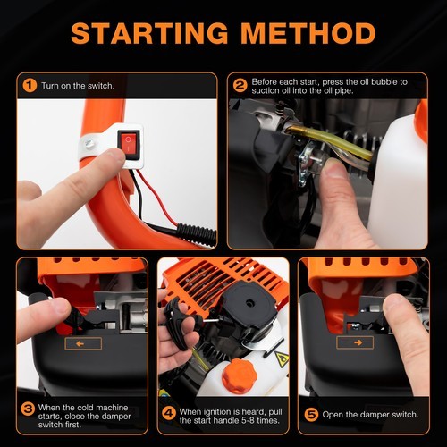 2-Stroke 52CC Earth Auger Gas Powered One Man Post Hole Digger Machine&Bit Lock
