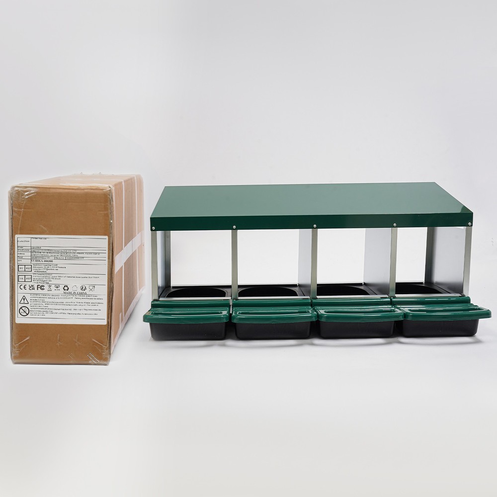 4-grid Green Chicken Nesting Box Chicken Eggs Laying Box with Egg Storage PP