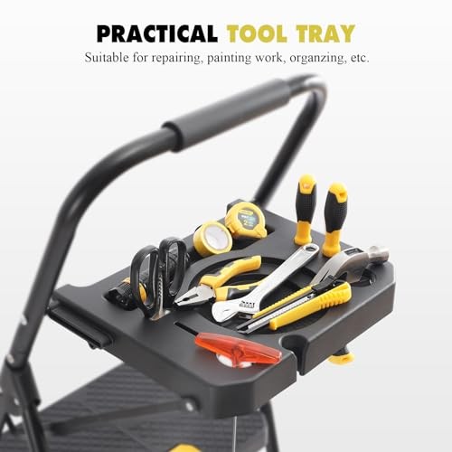 4 Step Ladder with Tool Platform, 4-Step with Tool Platform Black&yellow