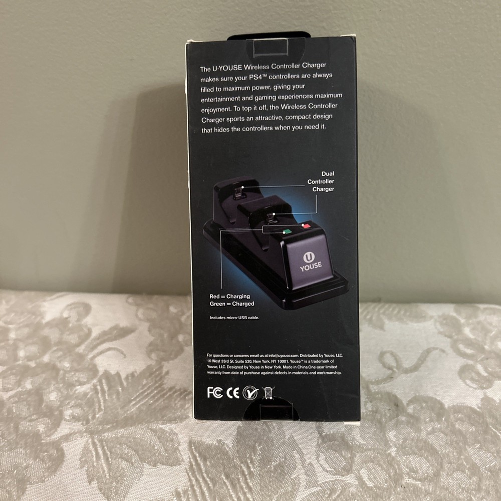 U Youse Wireless Controller Charger For PS4 Controller Black- Ships Free!