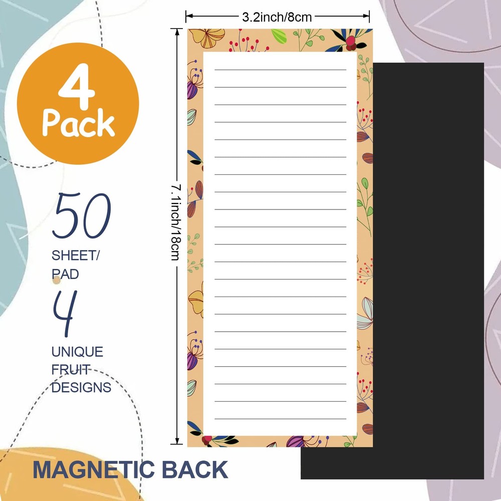Magnetic Notepads for Refrigerator - Flower Design, 50