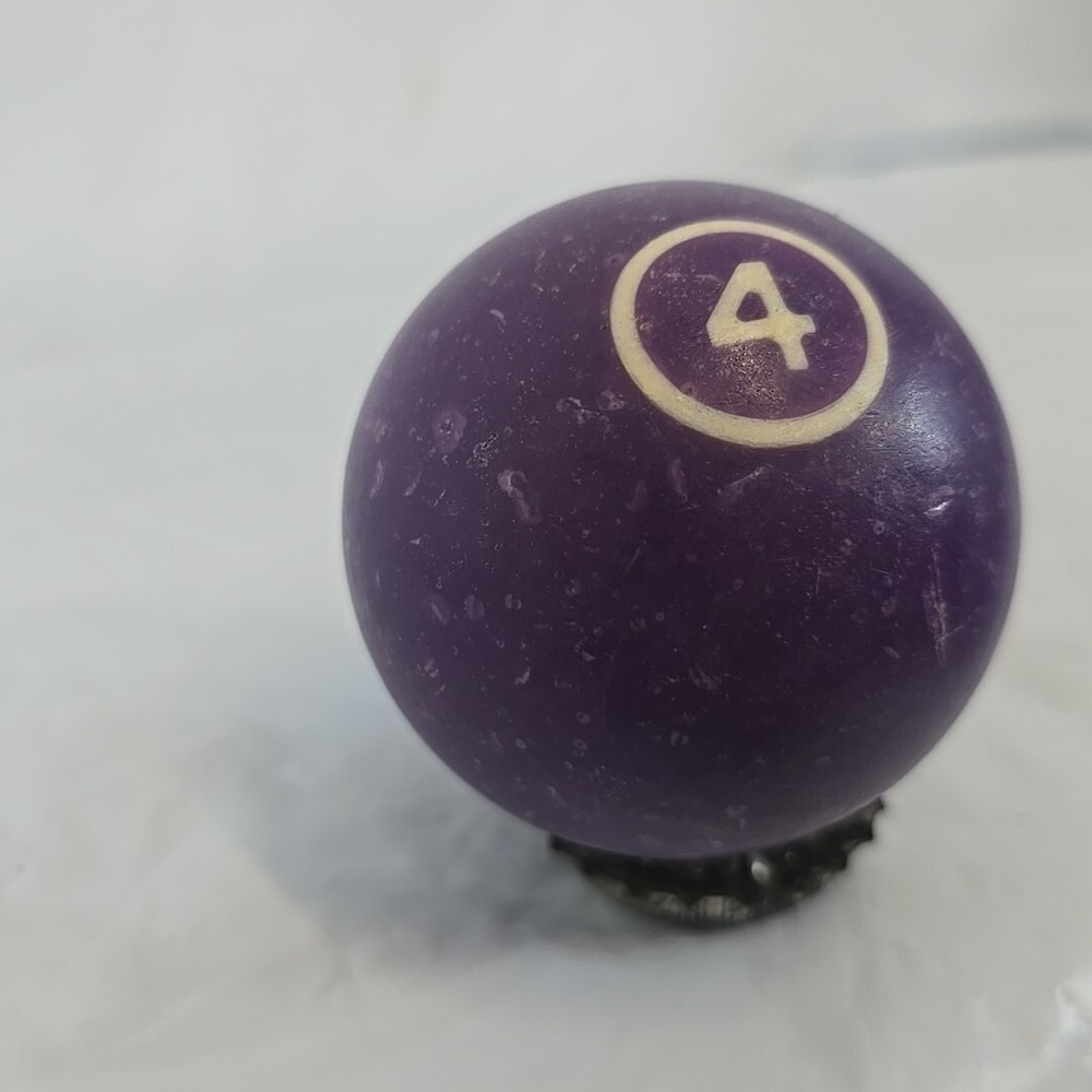 Vintage Solid Marbled Purple Pool Ball #4 - White Number Billiard Replacement