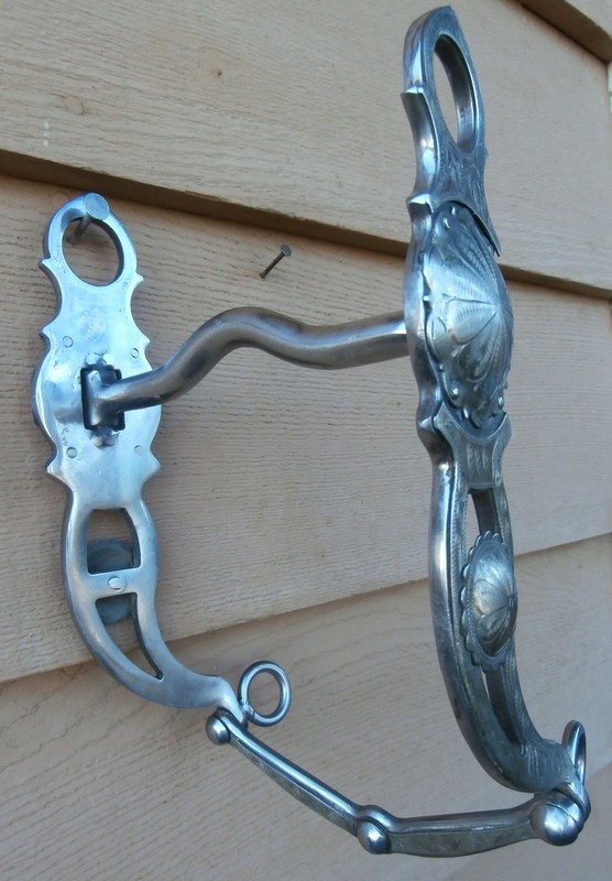 Vintage Silver Concho Low Port Heavy Weight Horse Show Curb Bit 2 in. Conchos