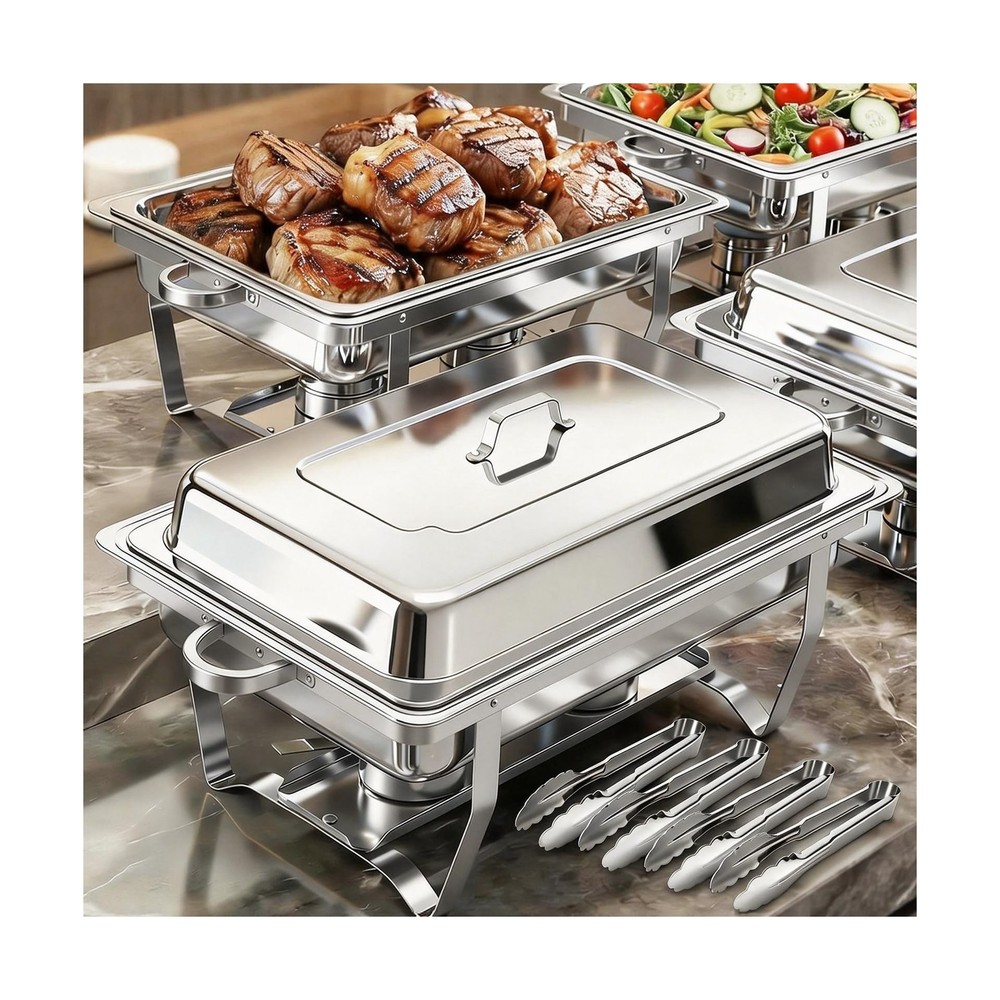 4 Pack Chafing Dishes for Buffet 9QT, Chafing Dish Buffet Set Rectangular wit...