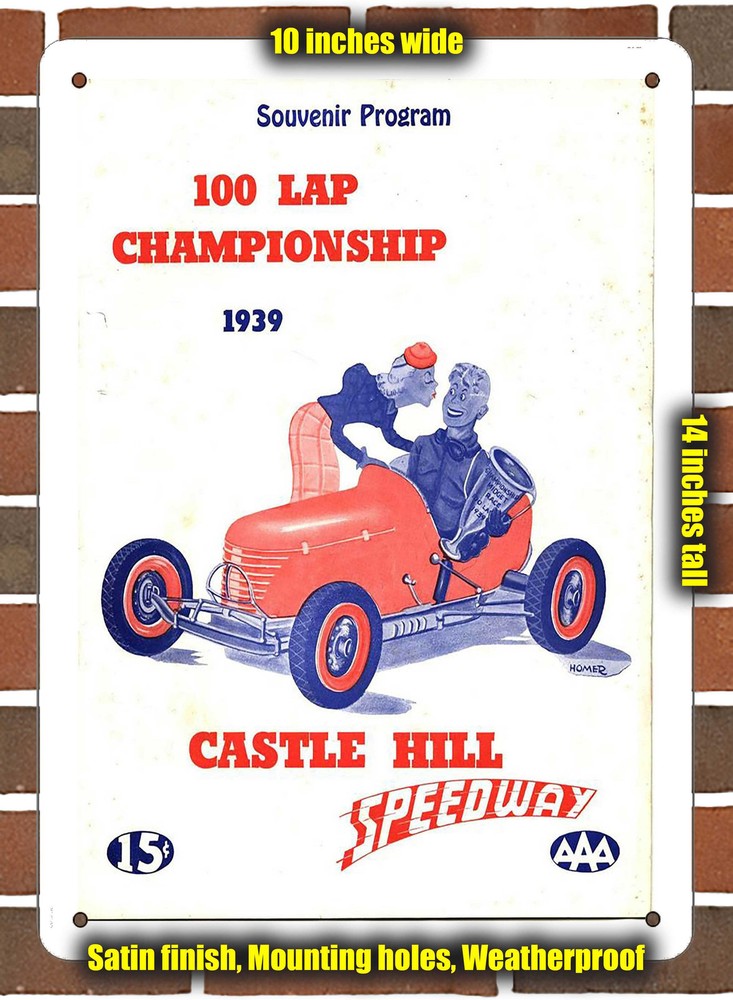 Metal Sign - 1939 Castle Hill Speedway Racing Program - 10x14 inches