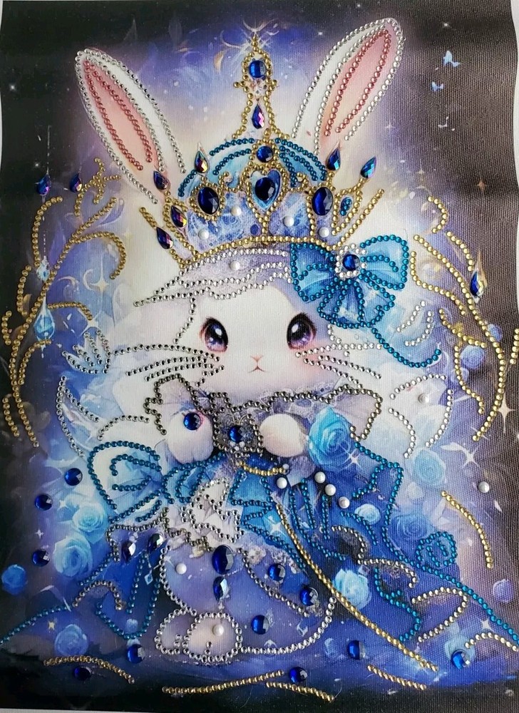 Completed Diamond Art Rabbit Rhinestones.