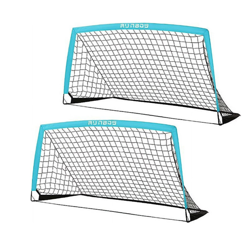 2x Portable Kids Soccer Goal Sky Blue 6x4 for Backyard Practice with Carry Bag
