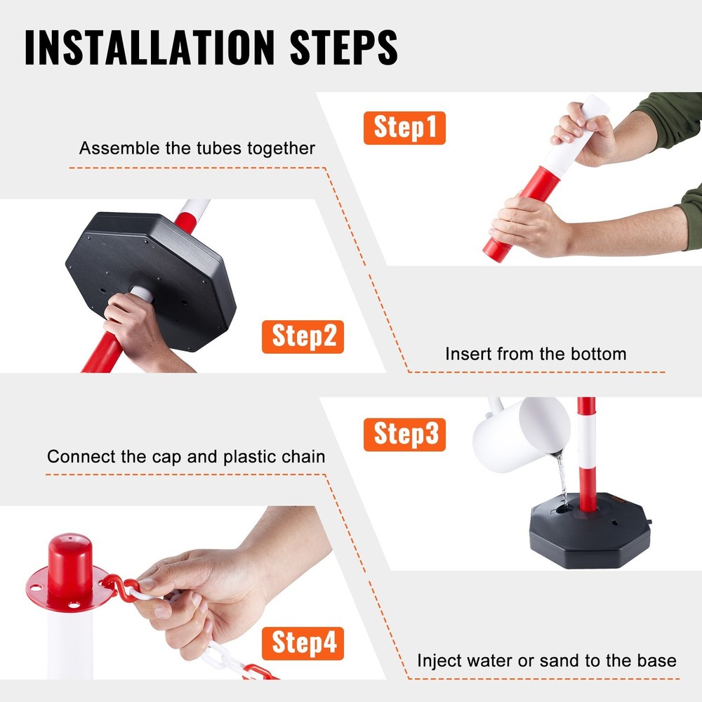 Traffic Cones 6-Pack Adjustable Height Safety Delineator Posts