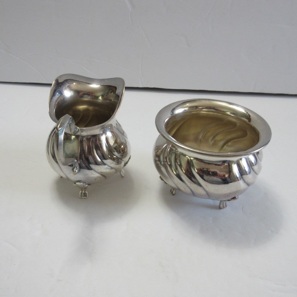 Vintage ) T.M. 60 GR Silverplate Silver Cream and Sugar Set - Norway? - 143.0 gr