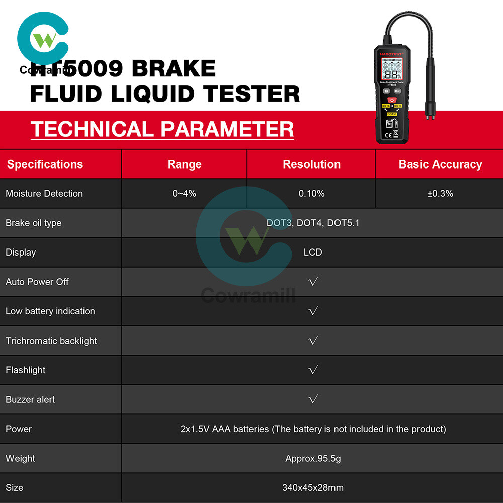LCD Car Brake Fluid Tester High Precision Detector Analyzer DOT3 DOT4 DOT5.1