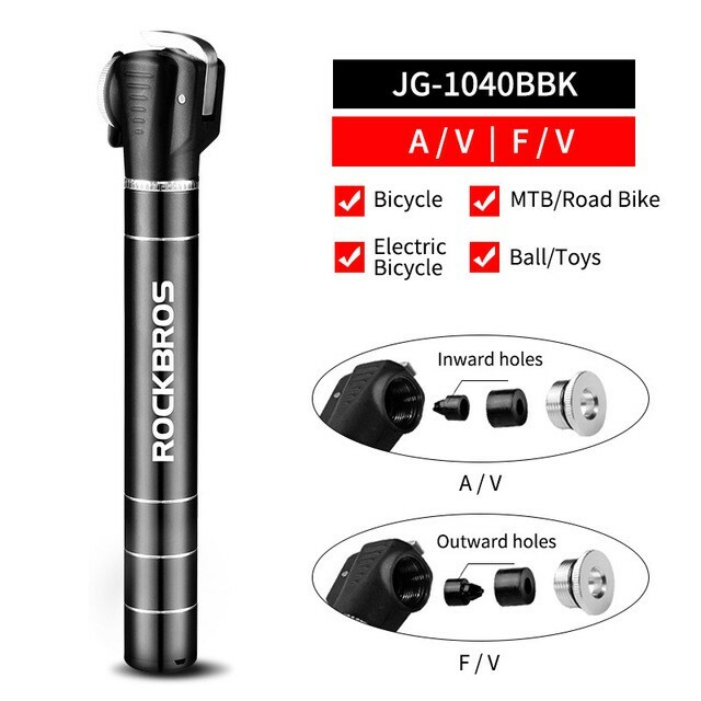 ROCKBROS Bicycle Mini Portable Light Alu Alloy Air Pump One-way Bike Pump FV/AV