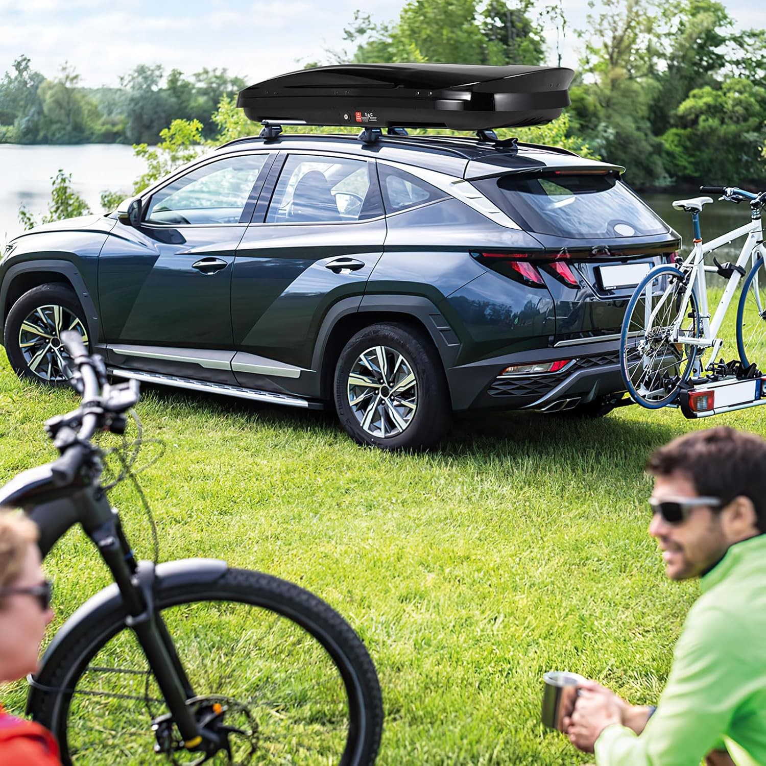 XXL 17 Cu. Ft Car Top Cargo Carrier Vehicle Roof Mount Luggage Storage Box W/Key