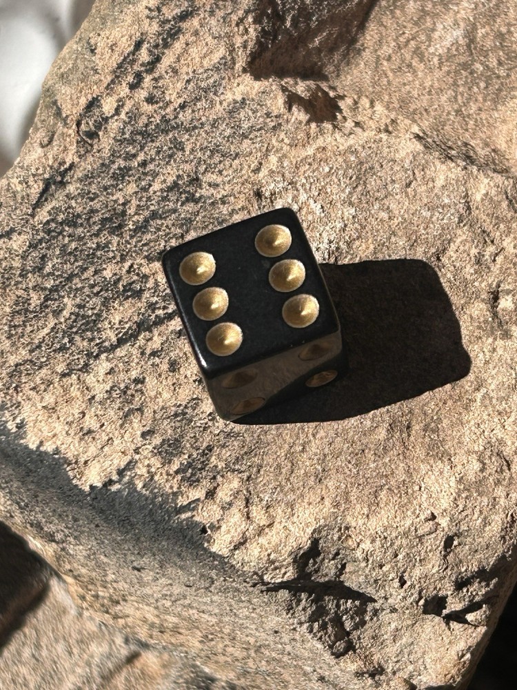 Vintage Bakelite Black Die Gold Pips Standard Size