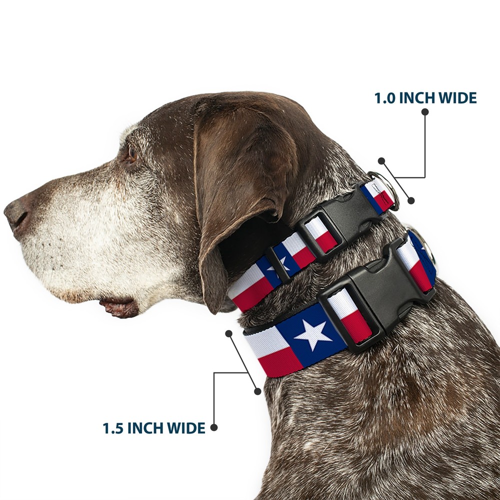 Plastic Clip Collar Texas Flag Continuous Repeat Large 15-24"