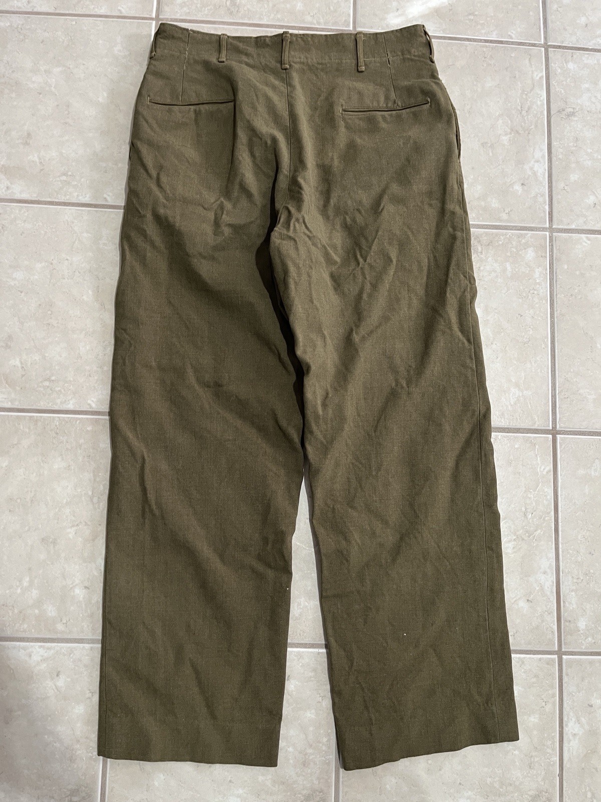 WWII WW2 US Army Light Shade Wool Field Trousers 1942 34x31 Gas Flap Mustard OD