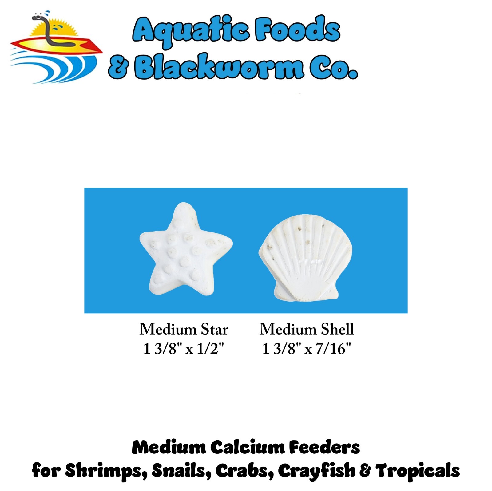 Calcium Feeder Stars & Shells for Shrimp, Snails, Crabs, Crayfish, Tropical Fish