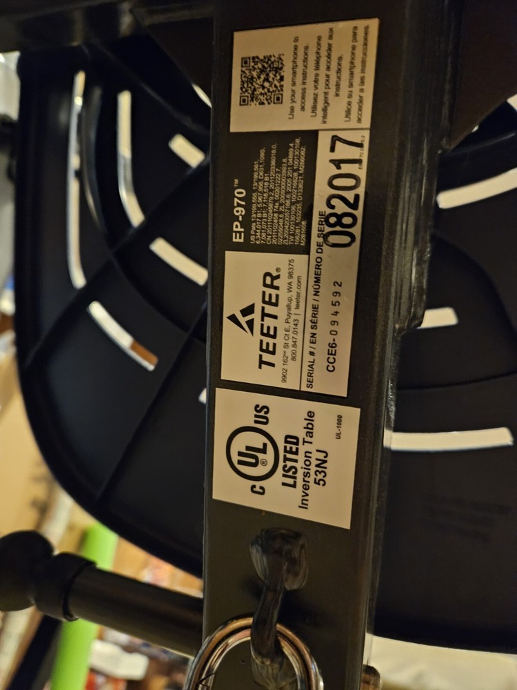 Teeter EP 970 Inversion Table Lightly Used - LOCAL PICKUP ONLY