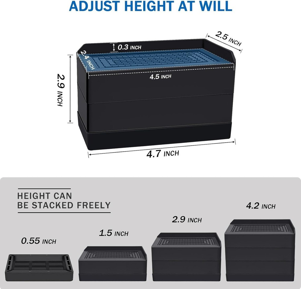 Rectangle Bed Risers Heavy Duty Adjustable Furniture Risers for Couch Bed Sof...