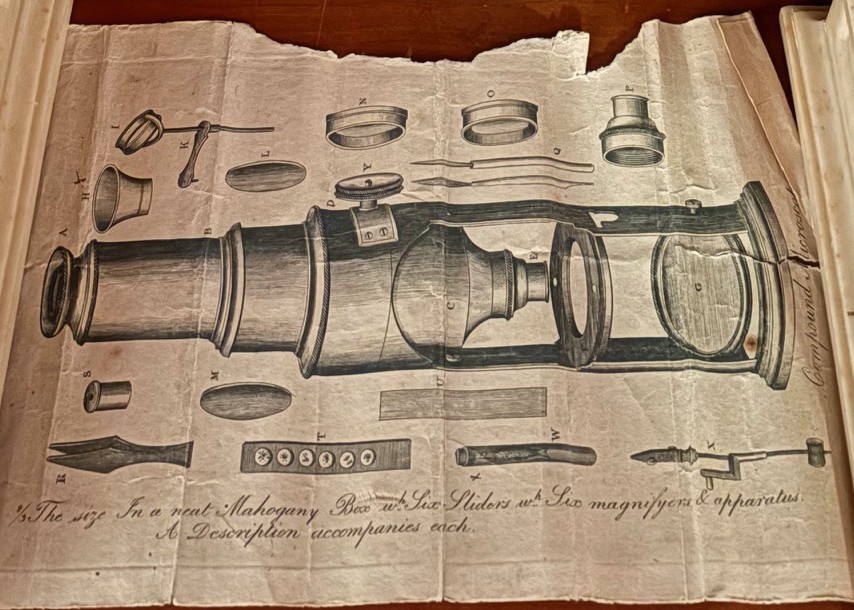 19th Century English Brass Drum Type Field Microscope