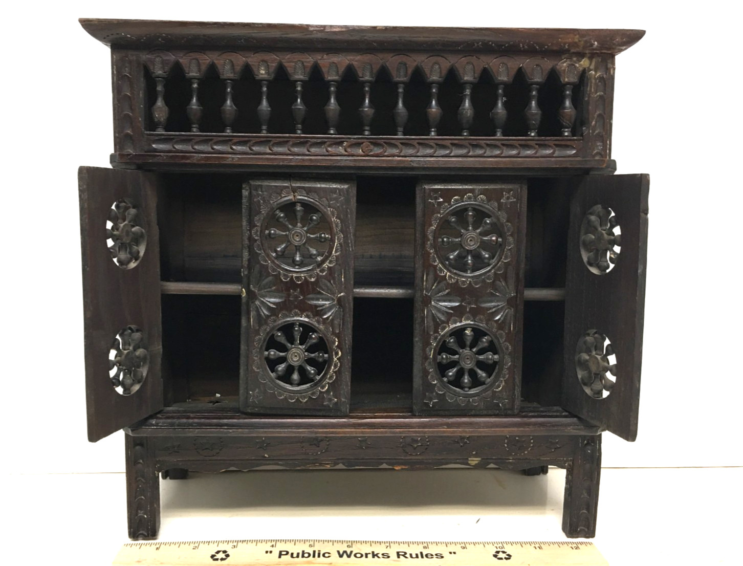 MIniature French Breton Salesman sample cabinet Wood antique 1900s Gorgeous Rare