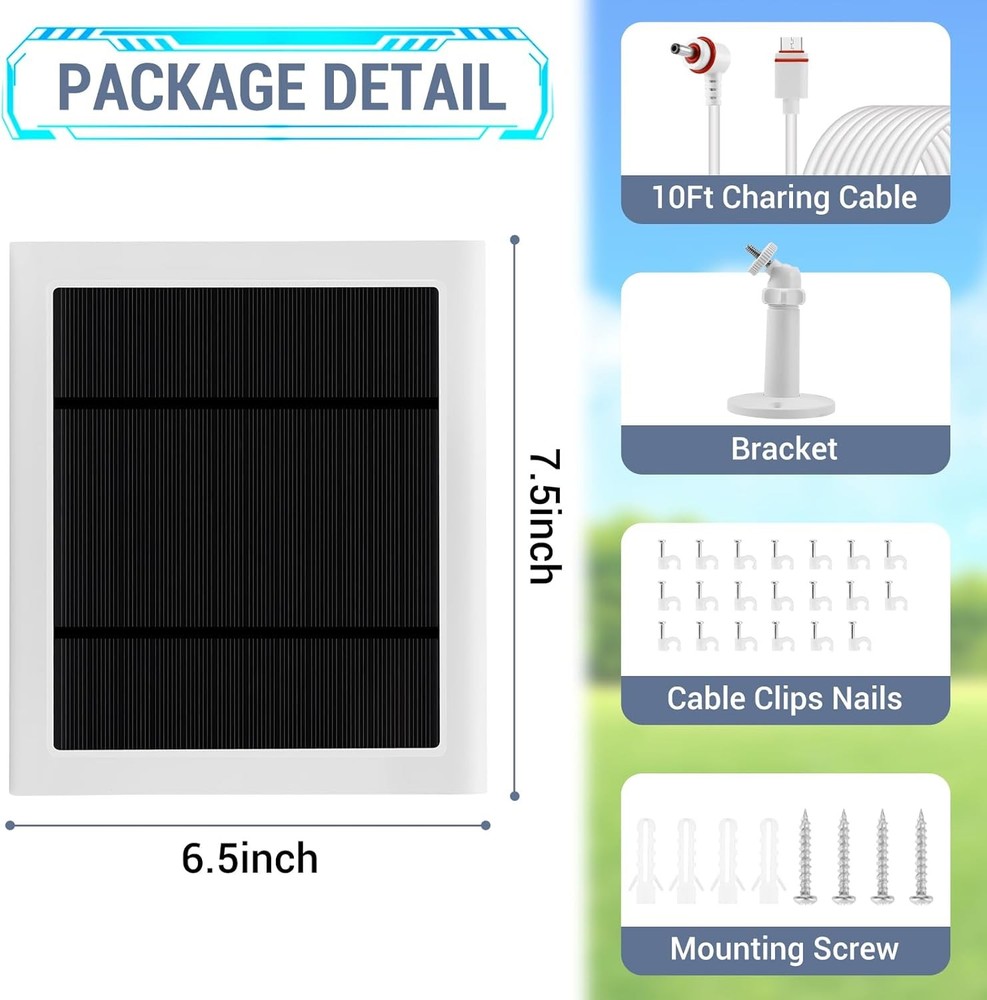 3 Pack - Solar Panel for Ring Camera, Compatible with Spotlight 3