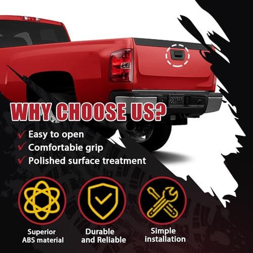 Tailgate Handle, Rear Locking Tailgate Latch Handle Compatible with GMC Black