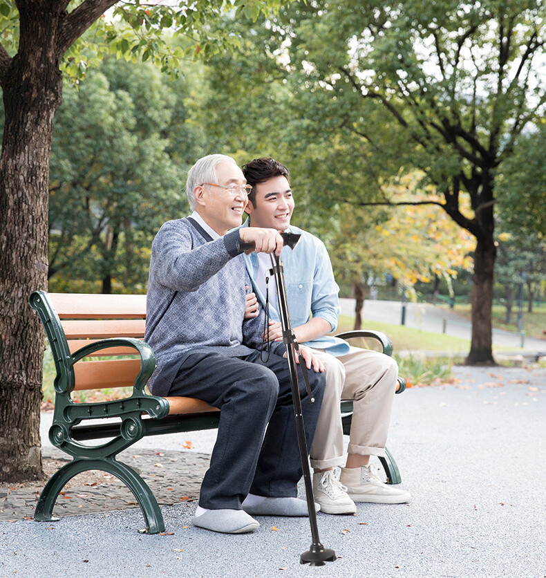 Foldable Alarm Walking Stick Extendable Adjustable Walking Cane With LED Light