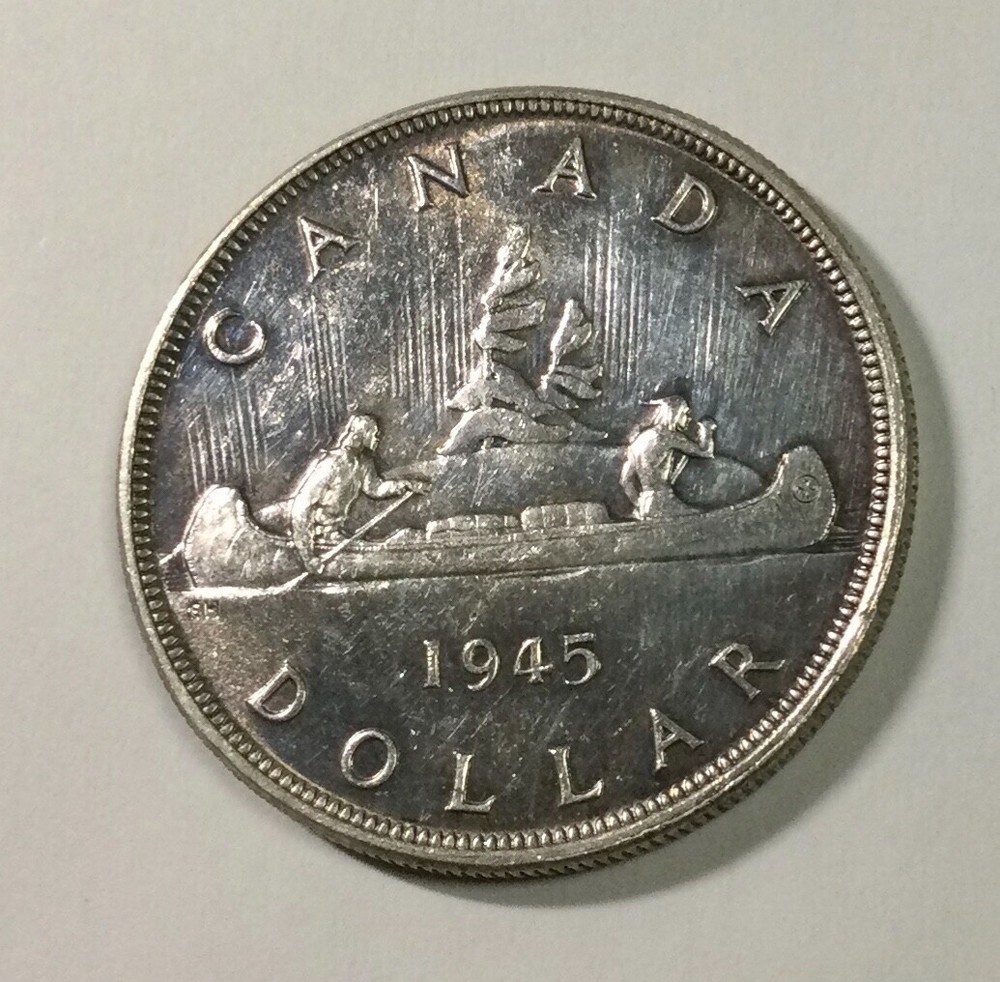 1945 George VI KEY DATE Silver Dollar Sharp Coin light tone