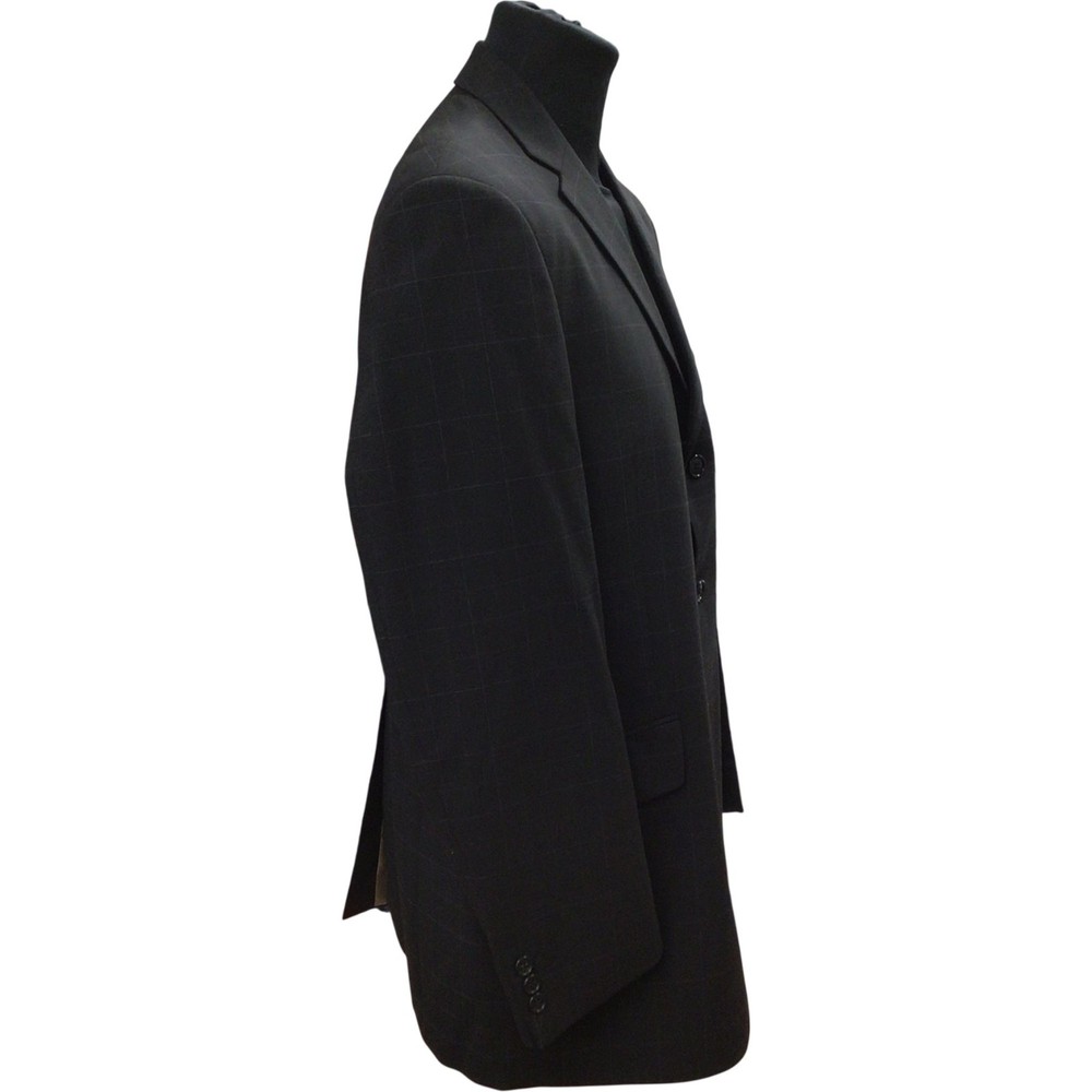 Marks & Spencer Wool Blend Check Suit Jacket Black 40M