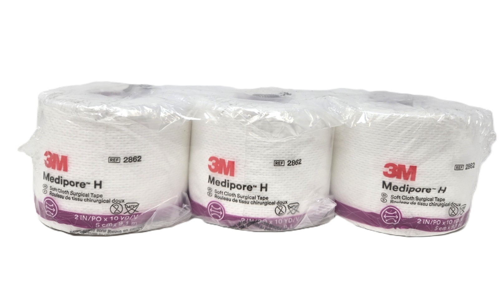 3M Medipore-H #2862 Breathable Soft Cloth Surgical Tape Rolls - Pack of 3