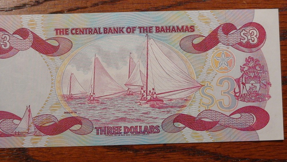 1984 BAHAMAS MONETARY AUTHORITY Three Dollar Note UNCIRCULATED $3 Bill!