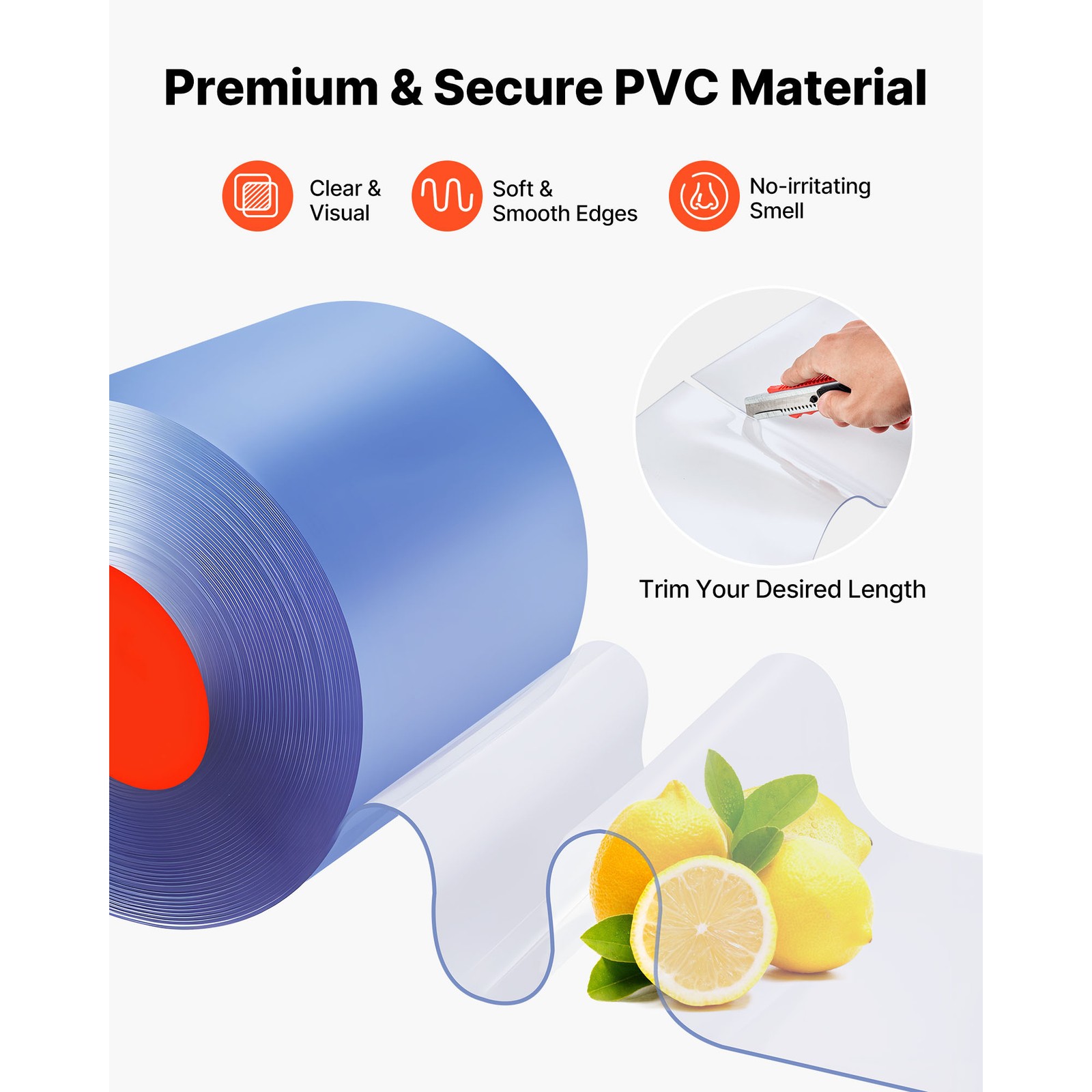 Uimoso PVC Strip Curtain Roll 101 ft x 12 in for Doorway Applications