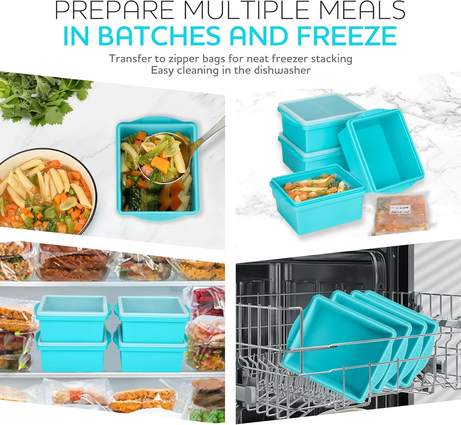 2 Cup Silicone Freezer Trays with Lids, Silicone Soup Freezer Molds - Leakproof,