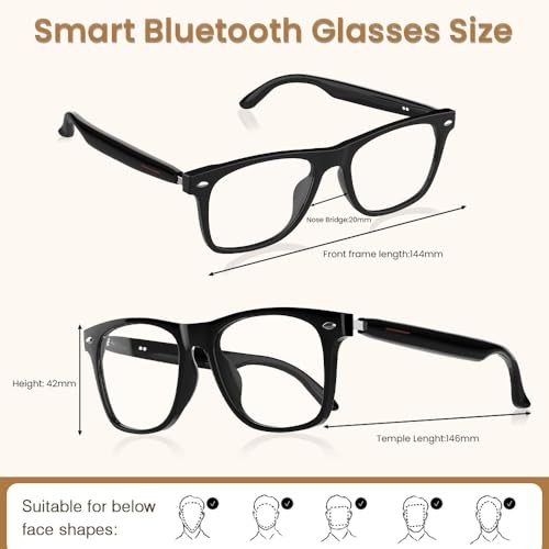 Bluetooth Audio Smart Glasses for Women Men,Blue Light Blocking Bluetooth
