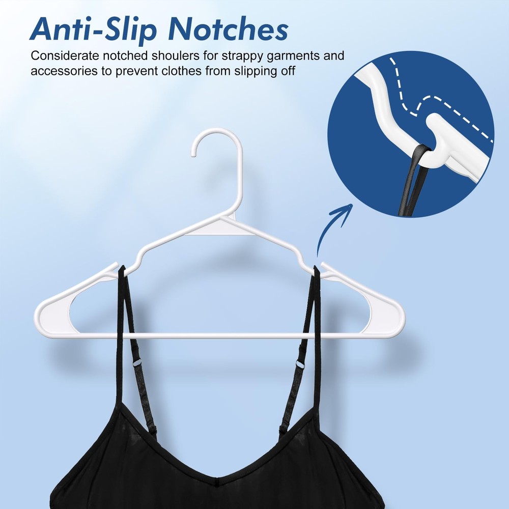 10 Pack White Premium Plastic Hangers Heavy Duty Space Saving Dorm Essential
