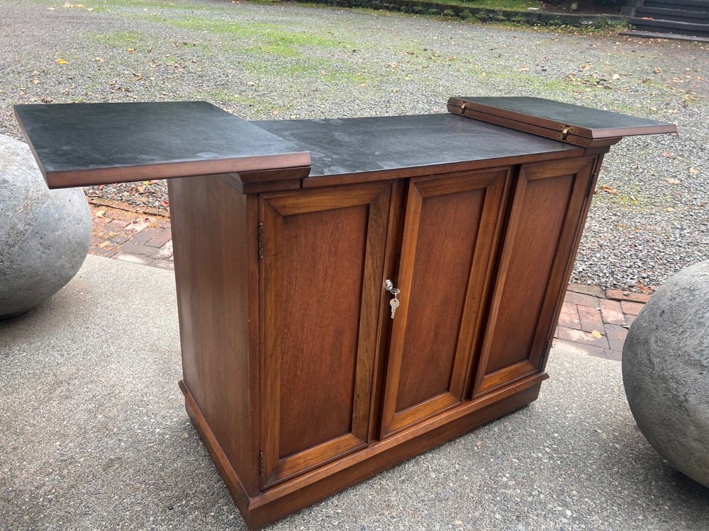 Jasper Cabinets Mid Century rolling walnut bar