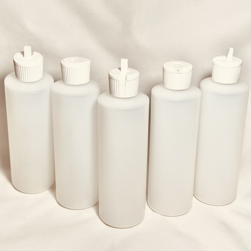 Empty 8oz Plain Squeeze Bottles With Flip Top Caps~(5 Pack)